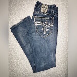 Rock Revival Blue Boot Cut Jeans with Embroidery